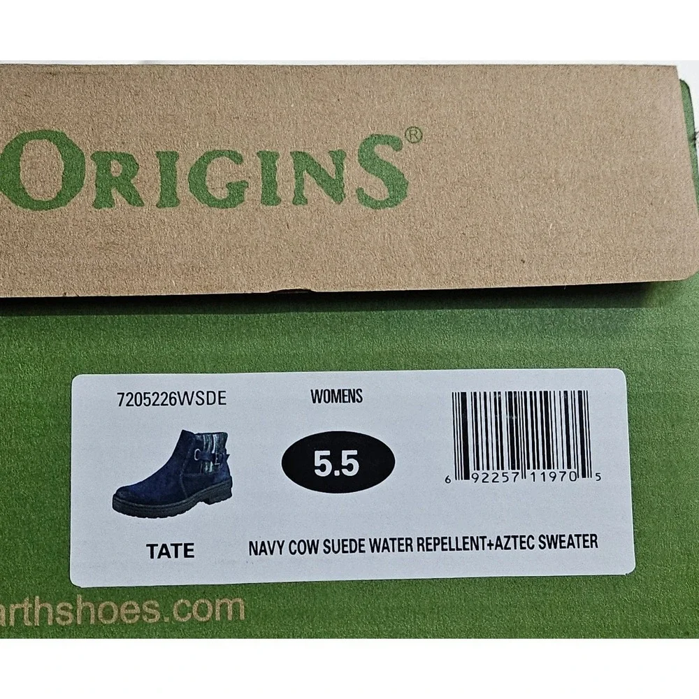 Earth Origins Tate Blue Suede‎ Boots Water Repellent Aztec Sweater Womens 5.5